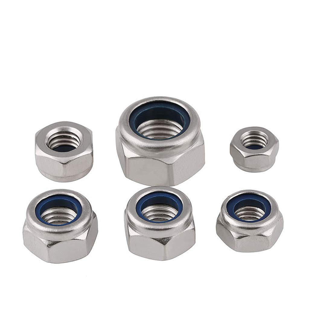 M2(2Mm) Nyloc Hex Nut, Stainless Steel Nylon Insert Lock Nuts image number 2