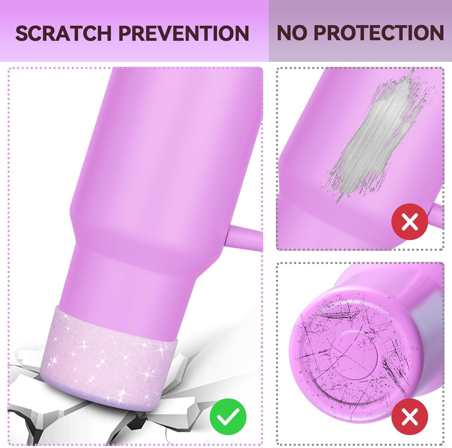 Protective Bling Silicone Boot Sleeve, Compatible with Stanley Tumbler 20-40Oz & Hydro Flask Bottle 12Oz-24Oz, Glitter Reduces Dents Sleeve Cover for Bottles of 2.83-2.95In - Orange image number 6