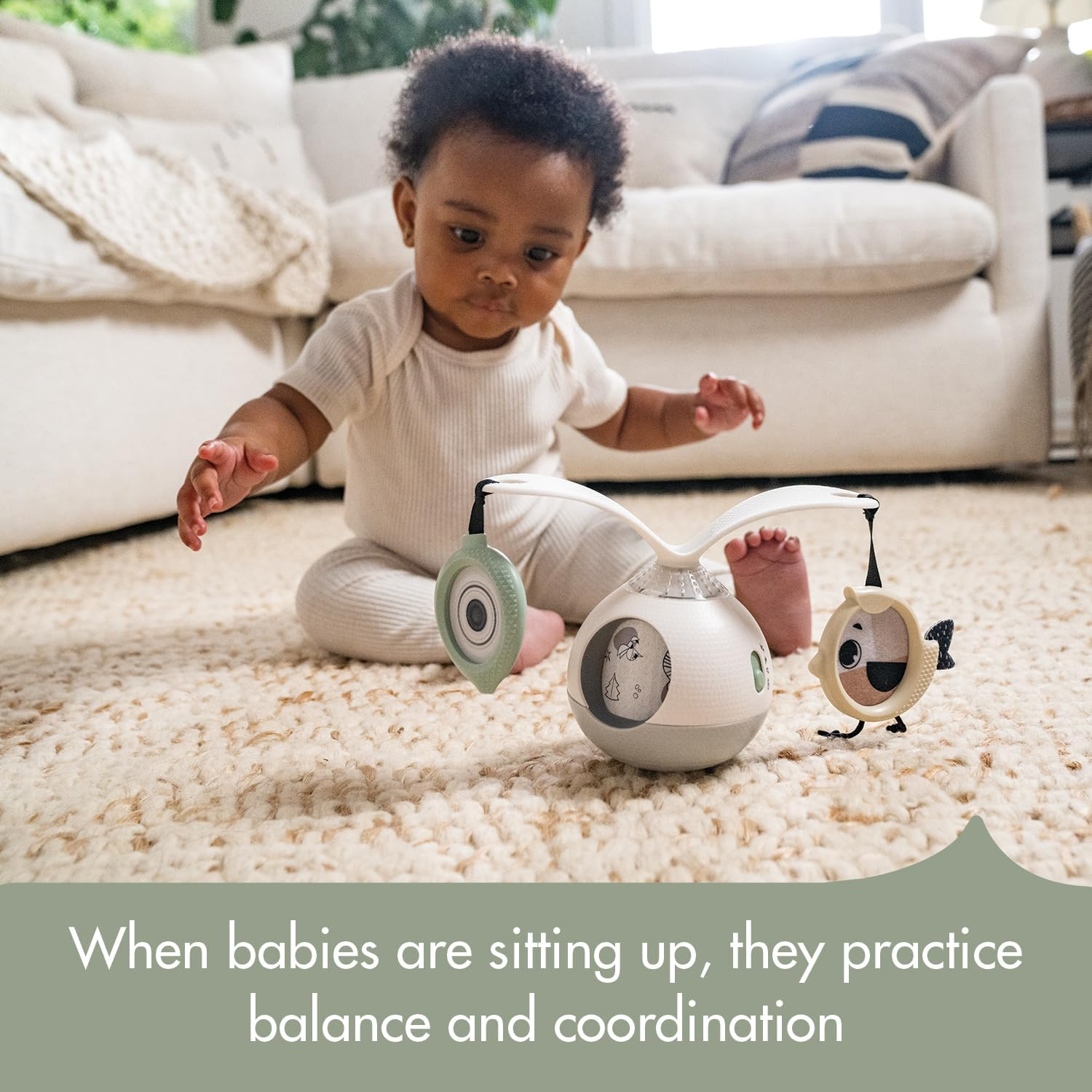 Tiny Love Black & White Decor Collection 2-In-1 Tummy Time Mobile Entertainer - Engaging & Portable Baby Gym with Music, Lights, and Peek-A-Boo Fun, Nursery Mobile, Take along Mobile