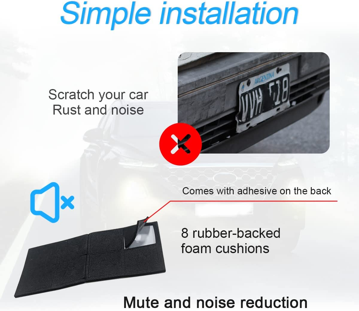 YALOK anti Theft License Plate Screws Kits- Rustproof Stainless Steel Car Tag Plate Mounting Hardware, M6 (1/4") Tamper Proof Fastener Nut, Caps Cover for Front Rear Frame Holder Mounting（Black-Set1） image number 1