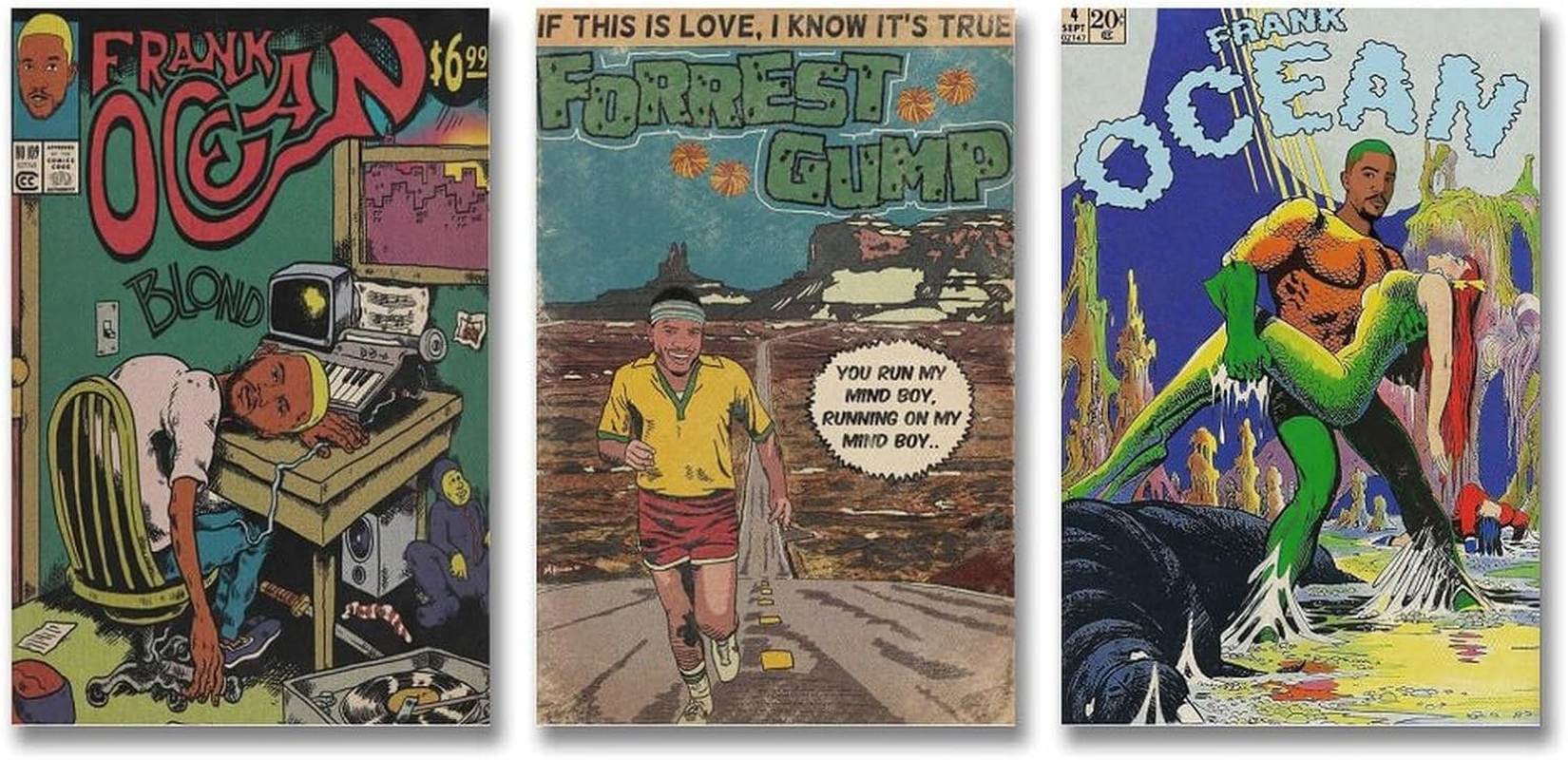 Frank Poster Ocean Cartoon Poster a Set of 3 Canvas Posters Room Aesthetic Festival Gift Family Bedroom Decor Wall Art Home16X24Inch(40X60Cm)-3Pcs Style image number 2