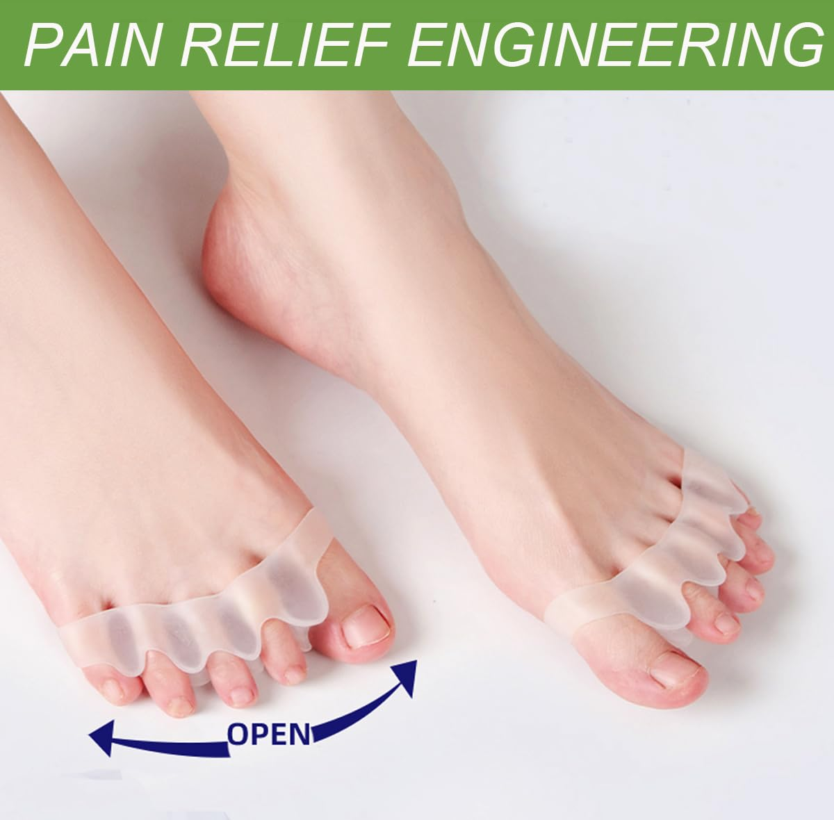 4Pcs Toe Separators,H HOME-MART Soft Gel Toe Spacers to Correct Bunions and Restore Toes to Their Original Shape,Bunion Corrector Toe Spacer Toe Straightener Toe Stretcher Toe Correctors (Blue+Blue(2 Pairs))