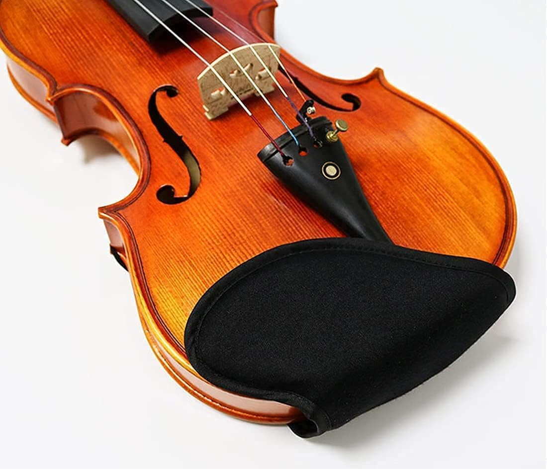 Violin Shoulder Rest Pad, Violin Chin Rest Pad Soft Cover Protector, Violin Chinrest Pad Slip Resistant for 3/4 4/4 Violin Accessories (Black, 1 Pcs)