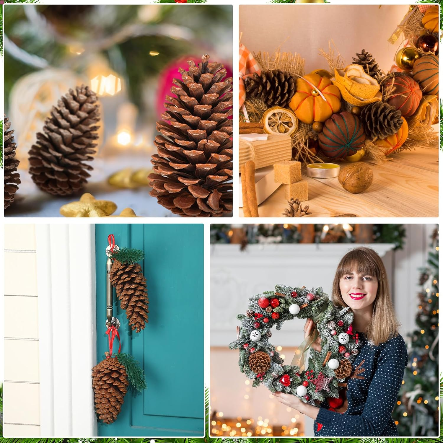 Huwena 12 Pcs Pinecones Large Natural Unscented Pine Cones Bulk Rustic Christmas Tree Ornaments Decorative No Chemicals for Crafts DIY Wreath Home Wedding Decoration (3-4 Inches) image number 1