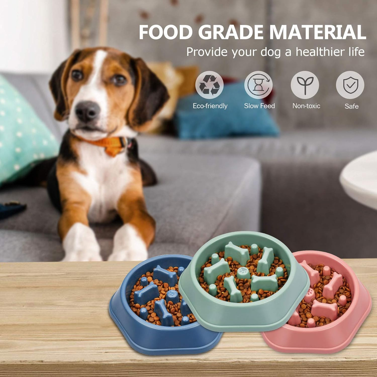 UPSKY Slow Feeder Dog Bowl - Anti-Chocking, Interactive Puzzle Bowl for Slow down Eating, Anti-Slip, Bloat Stop Maze, Small Medium Dogs image number 6