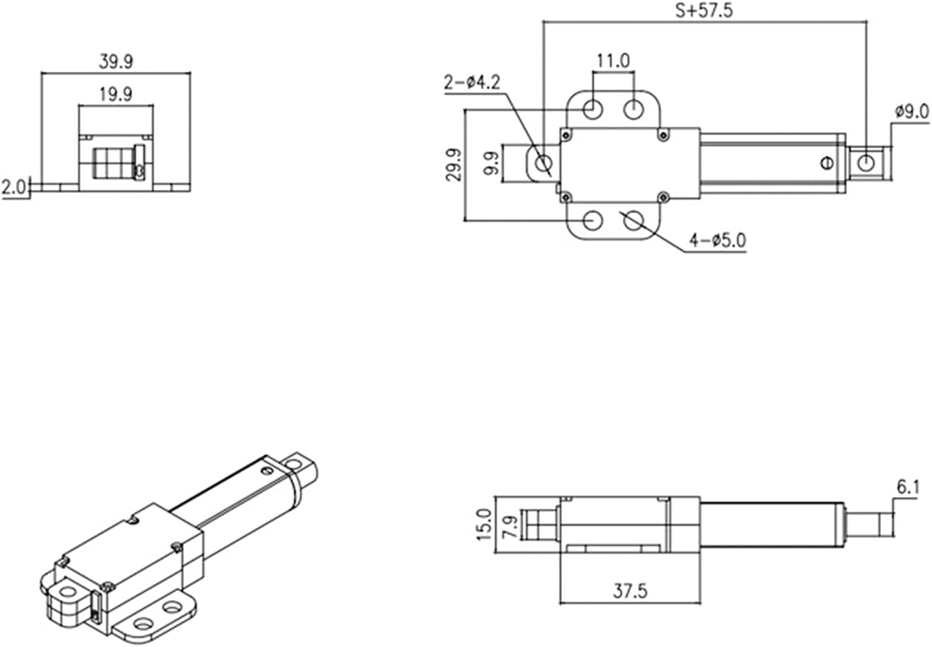 Mini Linear Actuator, 12V 150Mm Stroke High Speed Electric Micro Linear Actuator, Built in Limit Switches Low Noise Short Circuit Mini Electric Linear Actuator for Robot (Stroke 150Mm-8Mm/S-70N) image number 6