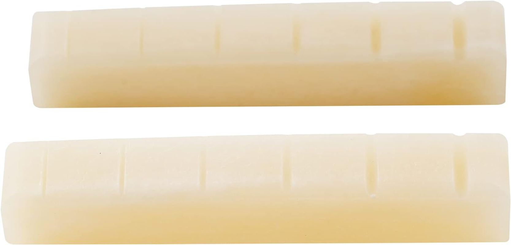 Musiclily Pro 42.95Mm Flat Bottom Slotted Electric and Acoustic Guitar Bone Nut for 6-String Ibanez and PRS, Ivory (Set of 2)