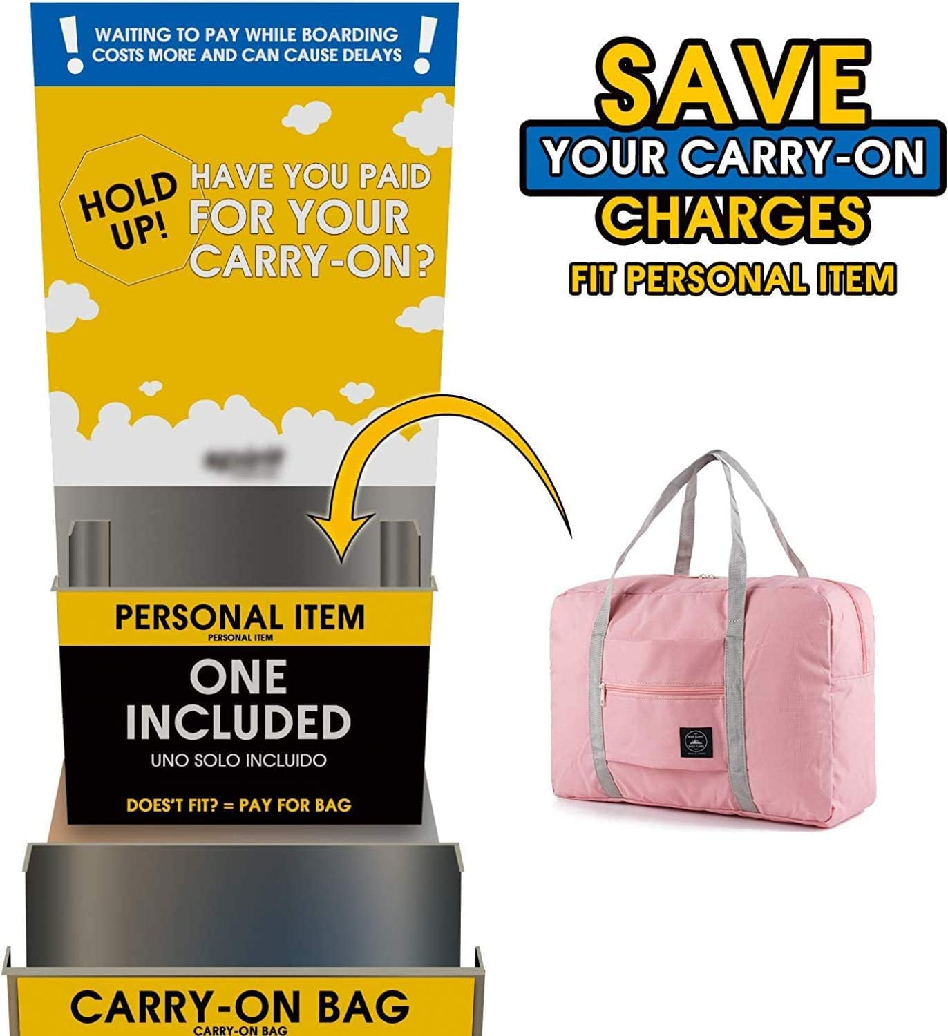 Travel Foldable Duffel Bag for Airlines, Resistant Nylon Waterproof Lightweight Travel Duffle Luggage Bag for Women Men for Vacation, Sports (Pink) image number 1