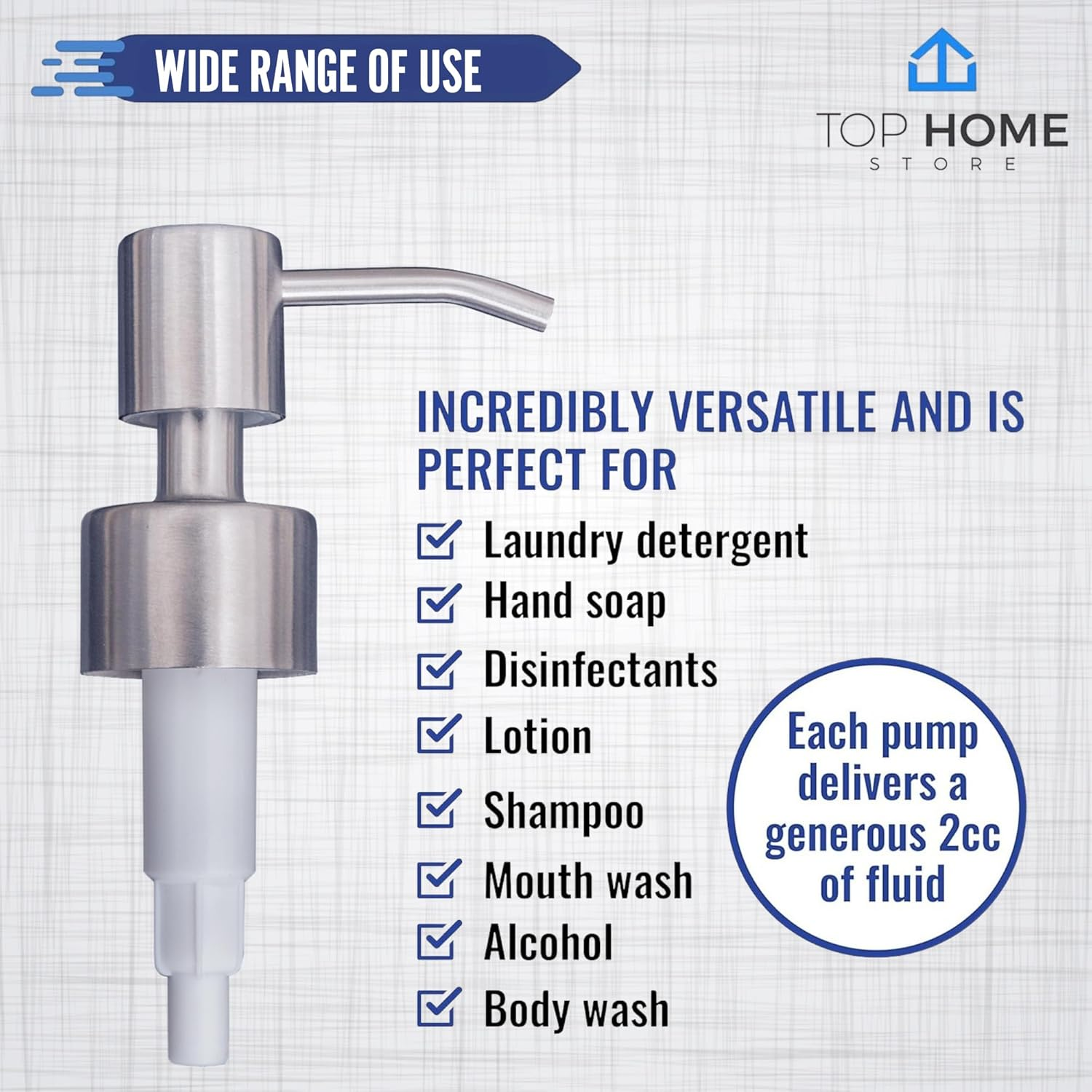 Stainless Steel Soap and Lotion Dispenser Pumps 2 Pieces Replacement for Your Bottles Includes 2 Nine Inch Tubes image number 2