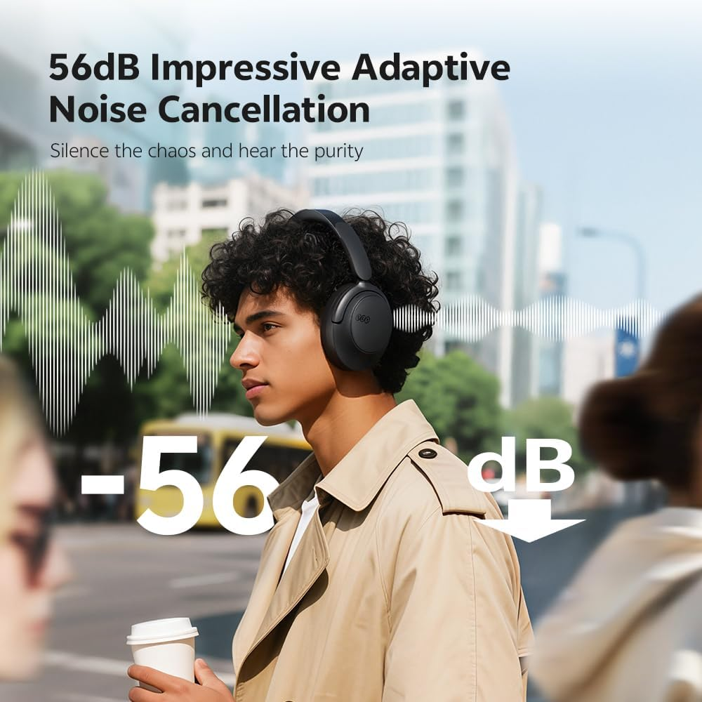 QCY H3S over Ear Bluetooth Headphones, Hybrid Active Noise Cancelling, Hi-Res Audio, LDAC, Ultralight and Comfortable Fit, 86 Hours Battery Life, Bluetooth 6.0, EQ in App, Dual Connection image number 1