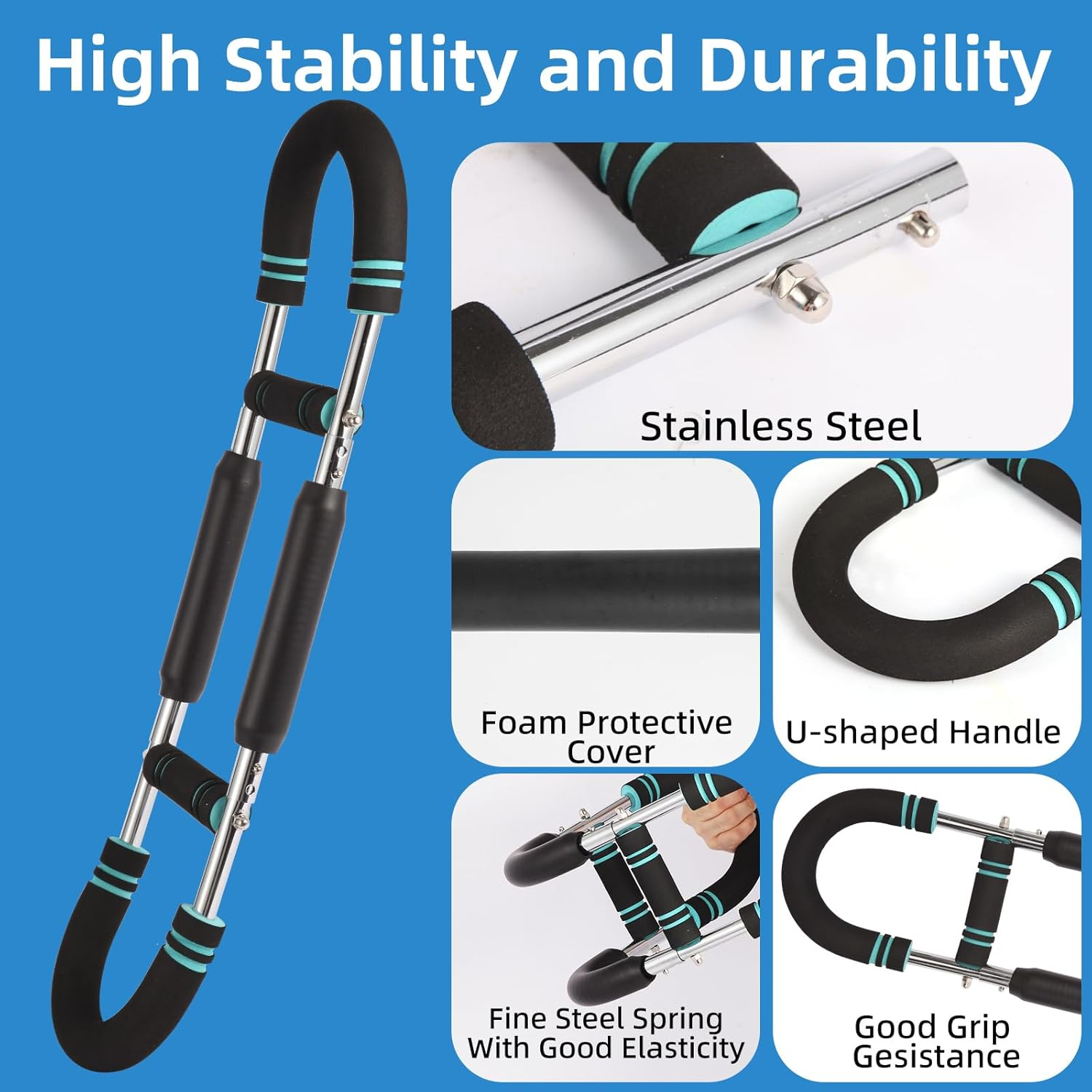 Twister Arm Trainer, 110-132Lbs Adjustable Strength Training Equipment, Arm Trainer Strengthen Chest,Portable Forearm Trainer,Spring Resistance Home Exercise & Fitness Equipment - Blue(30-40Kg) image number 4