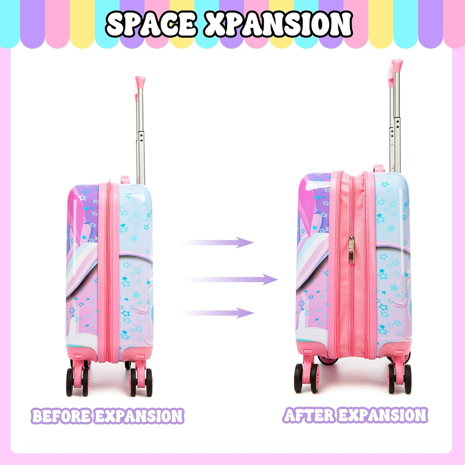 Homskiii Kid'S Luggage Set 2 Piece Suitcase Set 16" Hardside Luggage with Spinner Wheels Girls Boys Carry on Luggage Airline Approved, 4008, 16Inch - 1005 image number 3