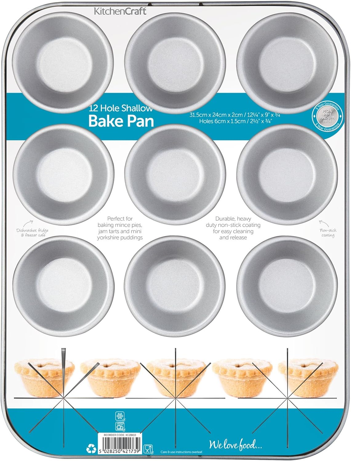 Kitchencraft Non Stick Muffin Tin/Mince Pie Baking Tray, 12 Holes, 31.5 X 24 Cm image number 6