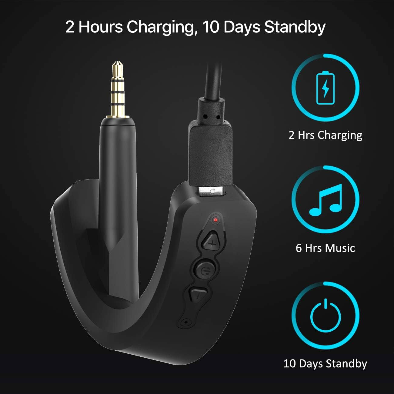 YOCOWOCO Aptx Wireless Bluetooth 5.0 Adapter for Bose Quietcomfort QC 15 with Mic/Volume Control, Black image number 2