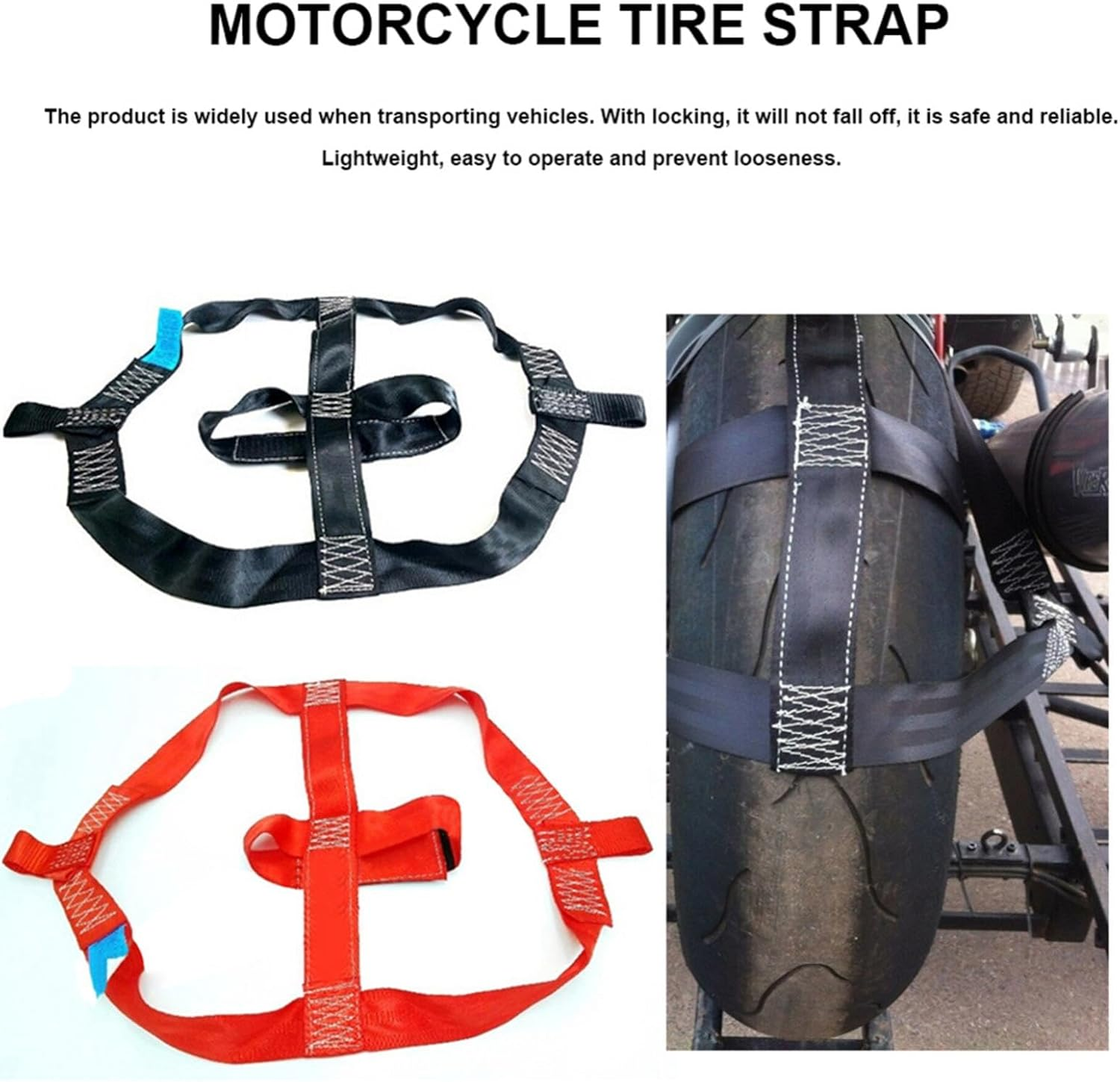 Motorcycle Tie down Straps - Adjustable Rear Wheel Straps, Durabble Ratchet Straps | Secure Tie down Straps for Motorcycles High Strength Tire Tie down System, Sangl image number 3