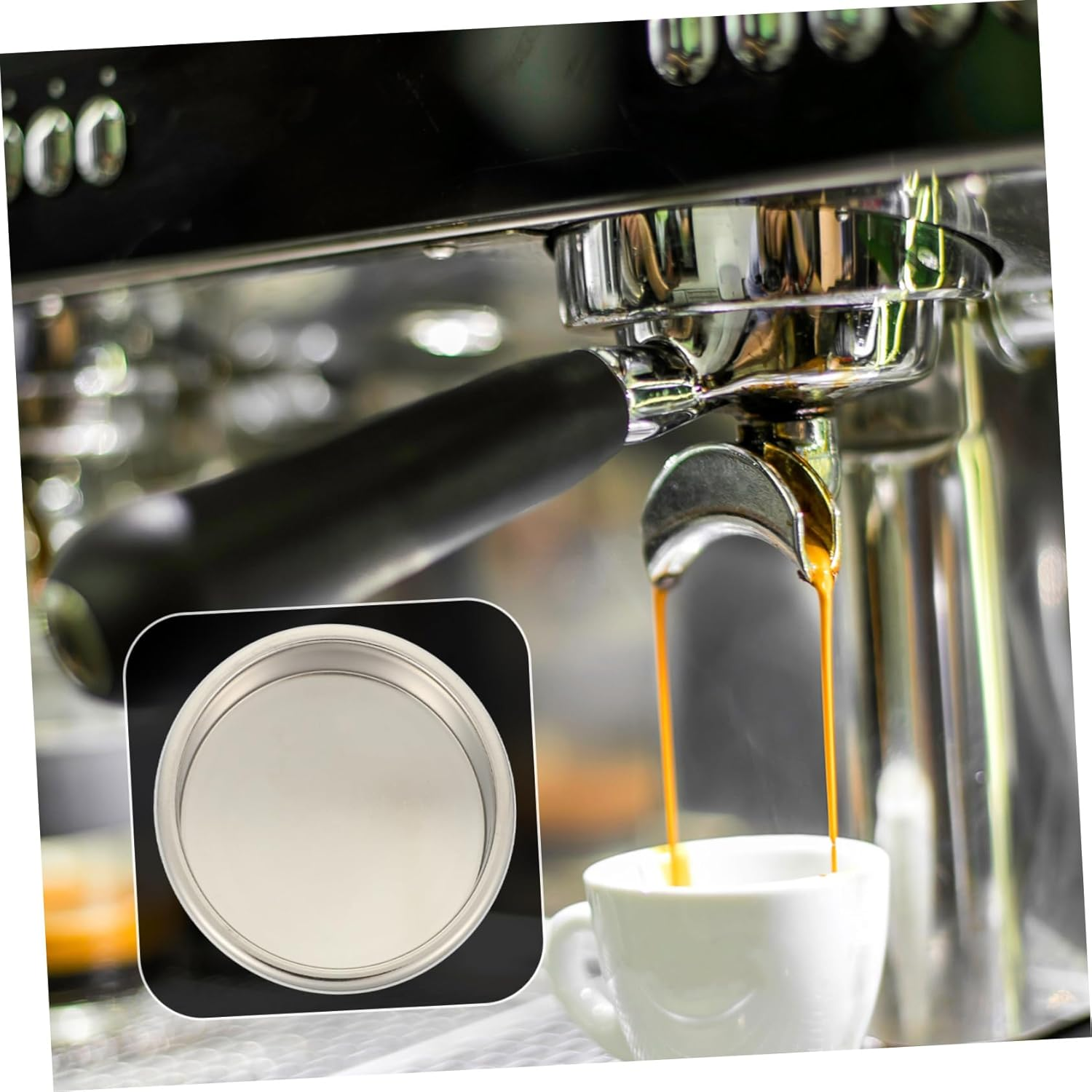 Ciieeo Stainless Steel Backflush Insert for Espresso Machines Blind Filter Disk Replacement for Semi Automatic Coffee Makers Coffee Accessory for Fine Taste image number 4