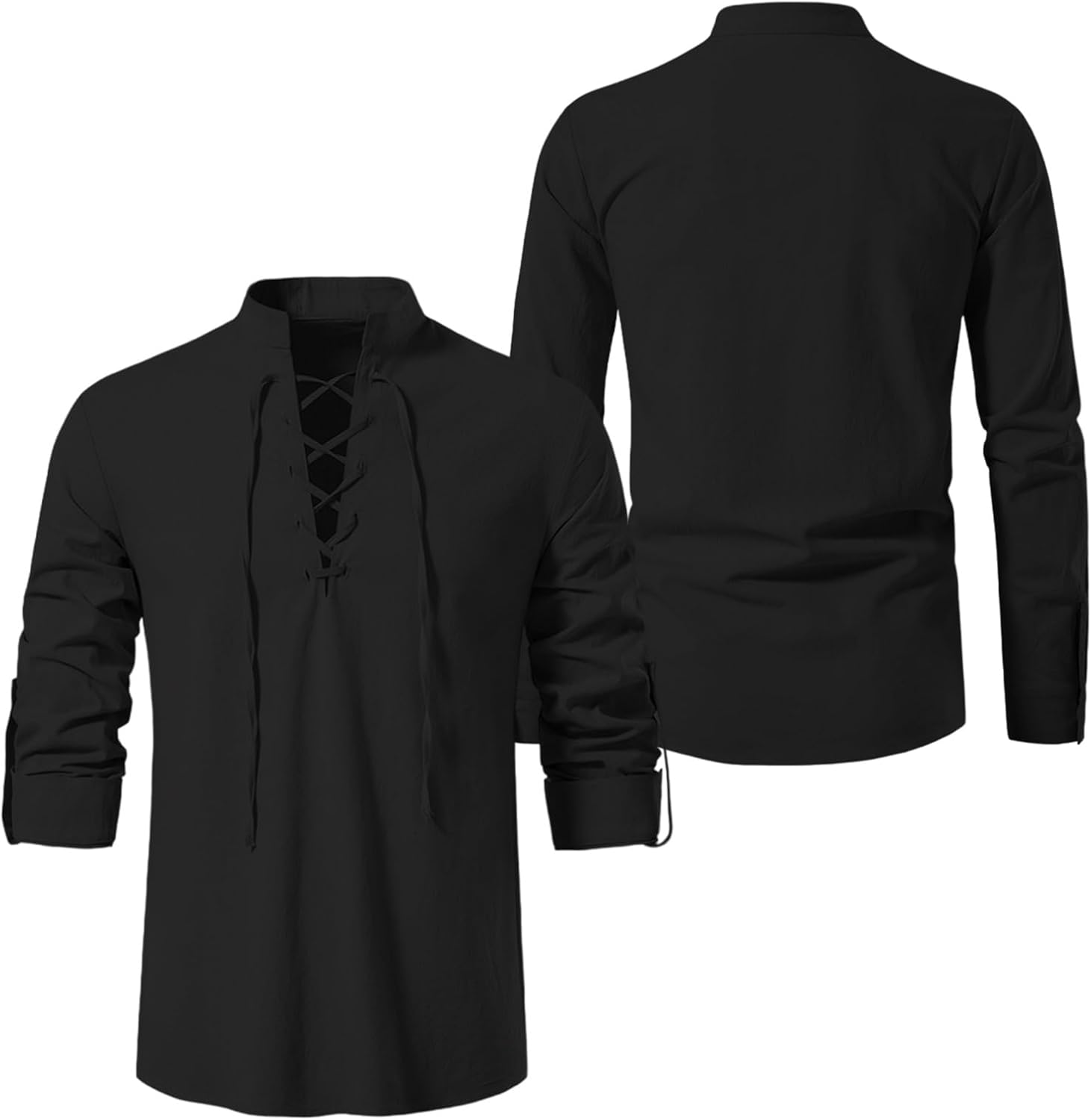 Medieval Costume Men Shirt Cotton Linen Loose Shirt Gothic Halloween Pirate Costume for Party Cosplay