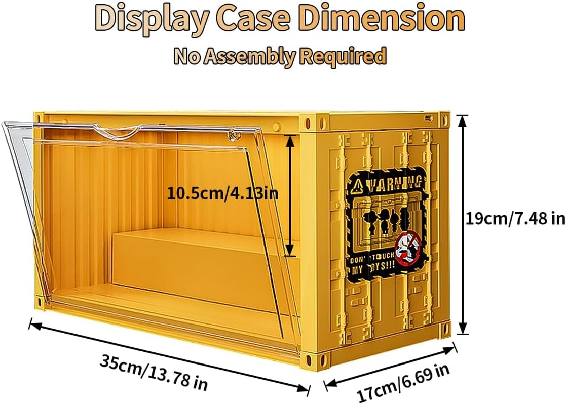 Clear Acrylic Display Case with Light,Container Dustproof Protection Display Box for Collectible Pop Figures and Toys,Toys Not Included,13.8 in X 7.5 in X 6.7 in (Yellow)