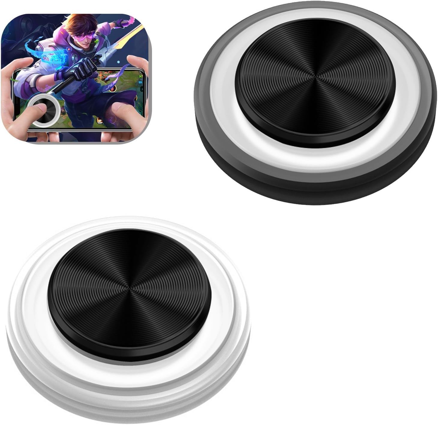 RIBHNXHI 2 Pack Mobile Phone Game Joystick Game Control, Touch Screen Joypad Controller for Ipad Iphone Android with Small Case, Funny Game Stick for Tablets and Smartphones, White and Black image number 4