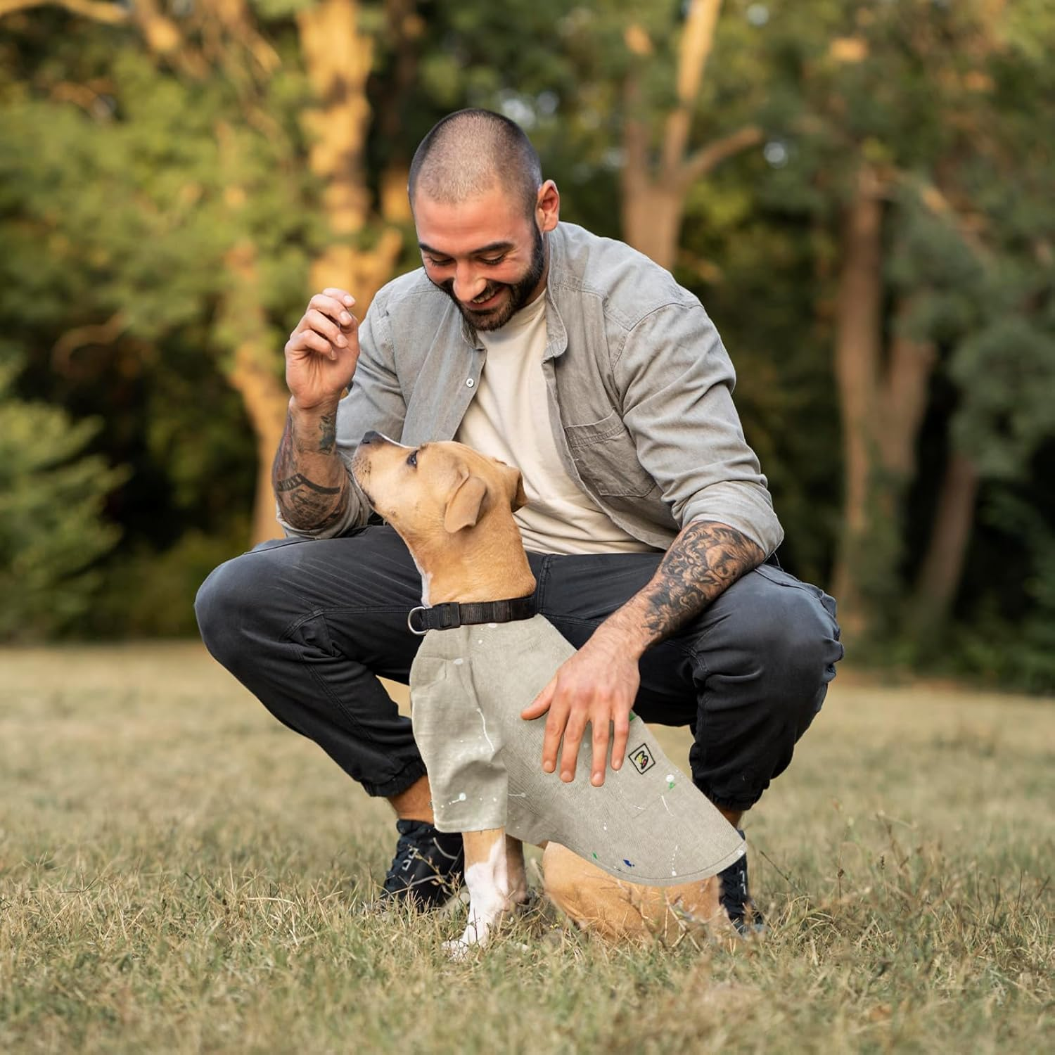 NILLOS Dog Jumper, 1 PCS Fashion Dog Vest for Small and Medium Dogs & Cats (Beige, XL) - Grey Ink Splash Pattern image number 6