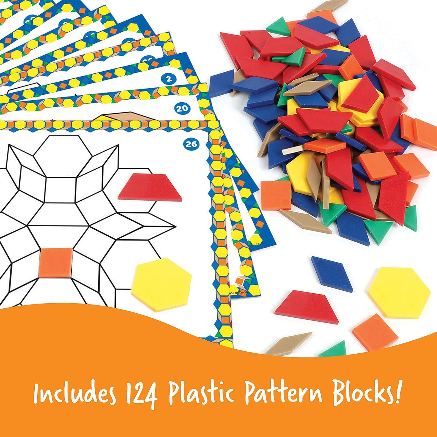 Learning Resources Pattern Block Activity Set, 20 Double-Sided Cards, Puzzles for Kids, for Kids, Ages 4+ image number 2