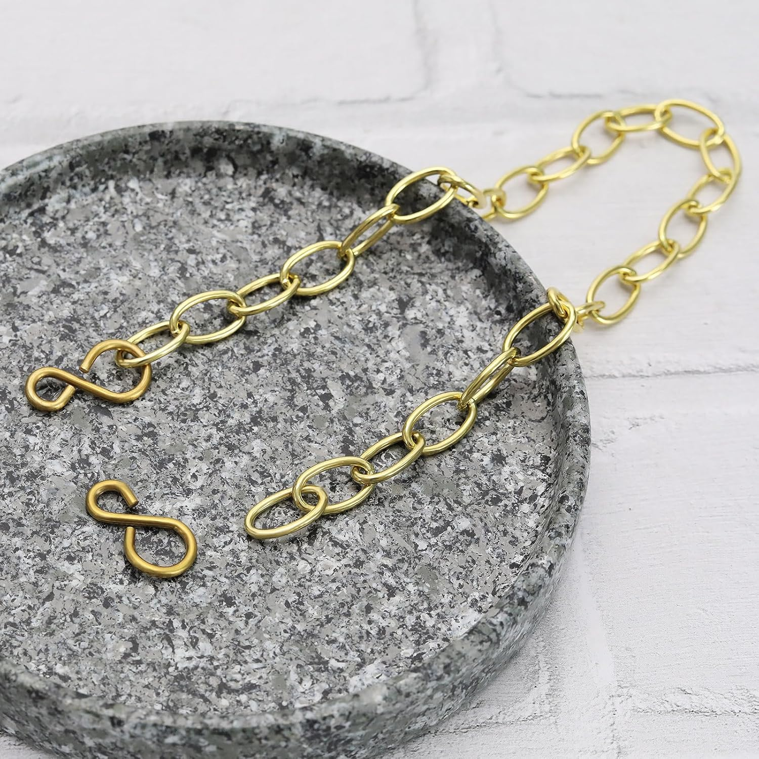 SG Store 2PCS Basin Chain with S-Shaped Hook Brass Bathtub Sink Stopper Chain 30Cm 11.8" Long Plug Chain for Bathtub Kitchen Sink Washbasin image number 1