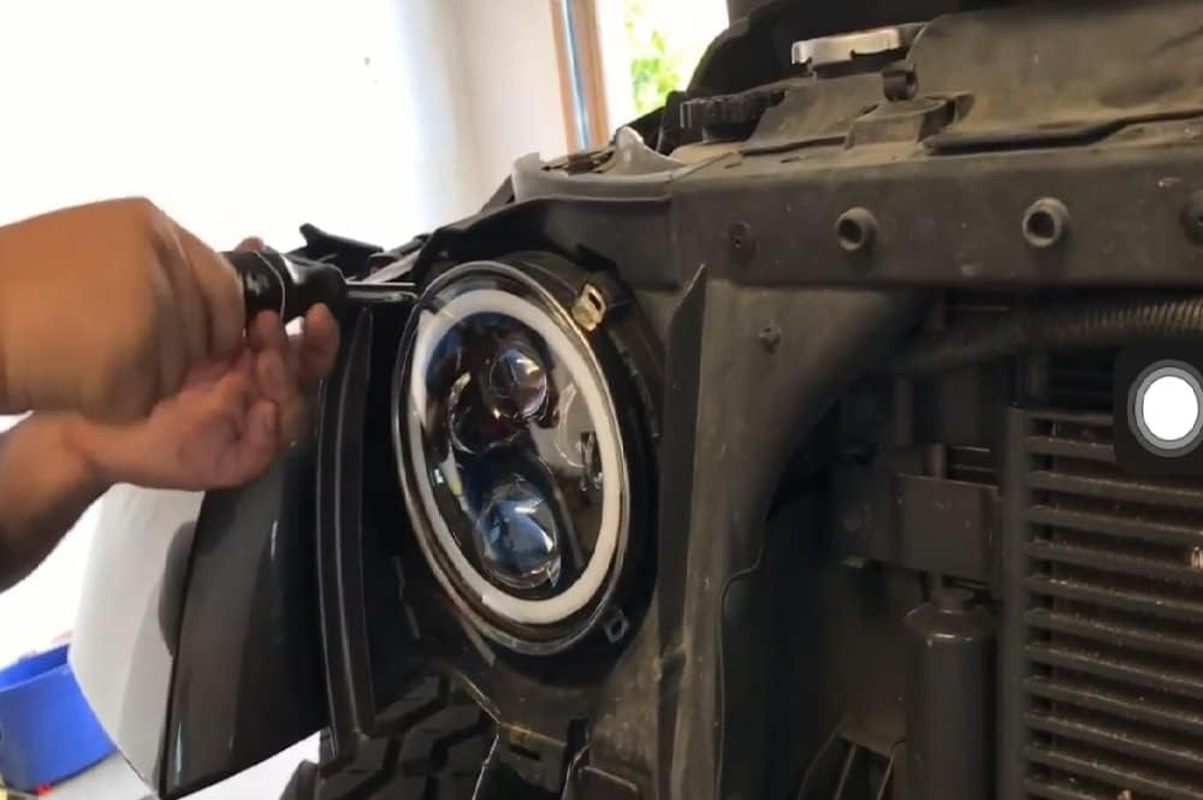 Kkone Black 7'' Headlight Retaining Ring Headlamp Bezel for Jeep Wrangler JK 2007-2018 image number 3