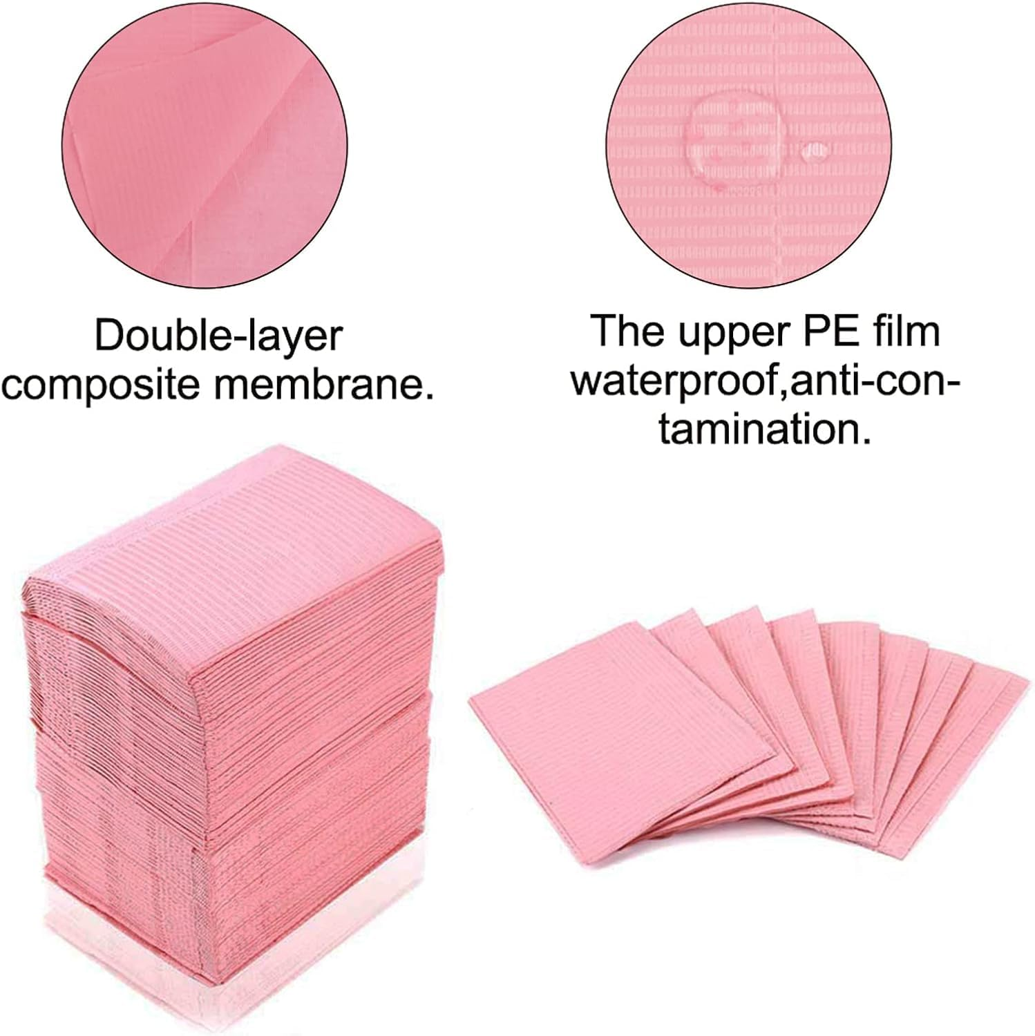 125PCS Disposable Nail Art Table Towels Mat 13" X 17" Waterproof 3 Ply Nail Art Mat Paper Sheet Clean Pads Tattooing Table Mat Nail Table Cover Tattoo Supplies (Pink)