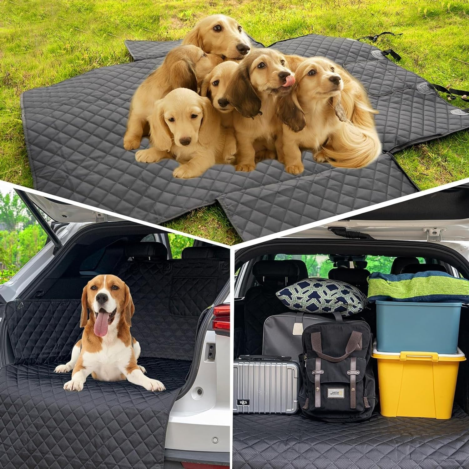 Dog Car Seat Cover Hard Bottom, Waterproof Pet Car Seat Cover Dog Car Hammock for Suvs Sedans Vans, Non-Slip Large Size Universal Fit Dog Seat Cover with Bumper Flap & Side Protectors, Black image number 2