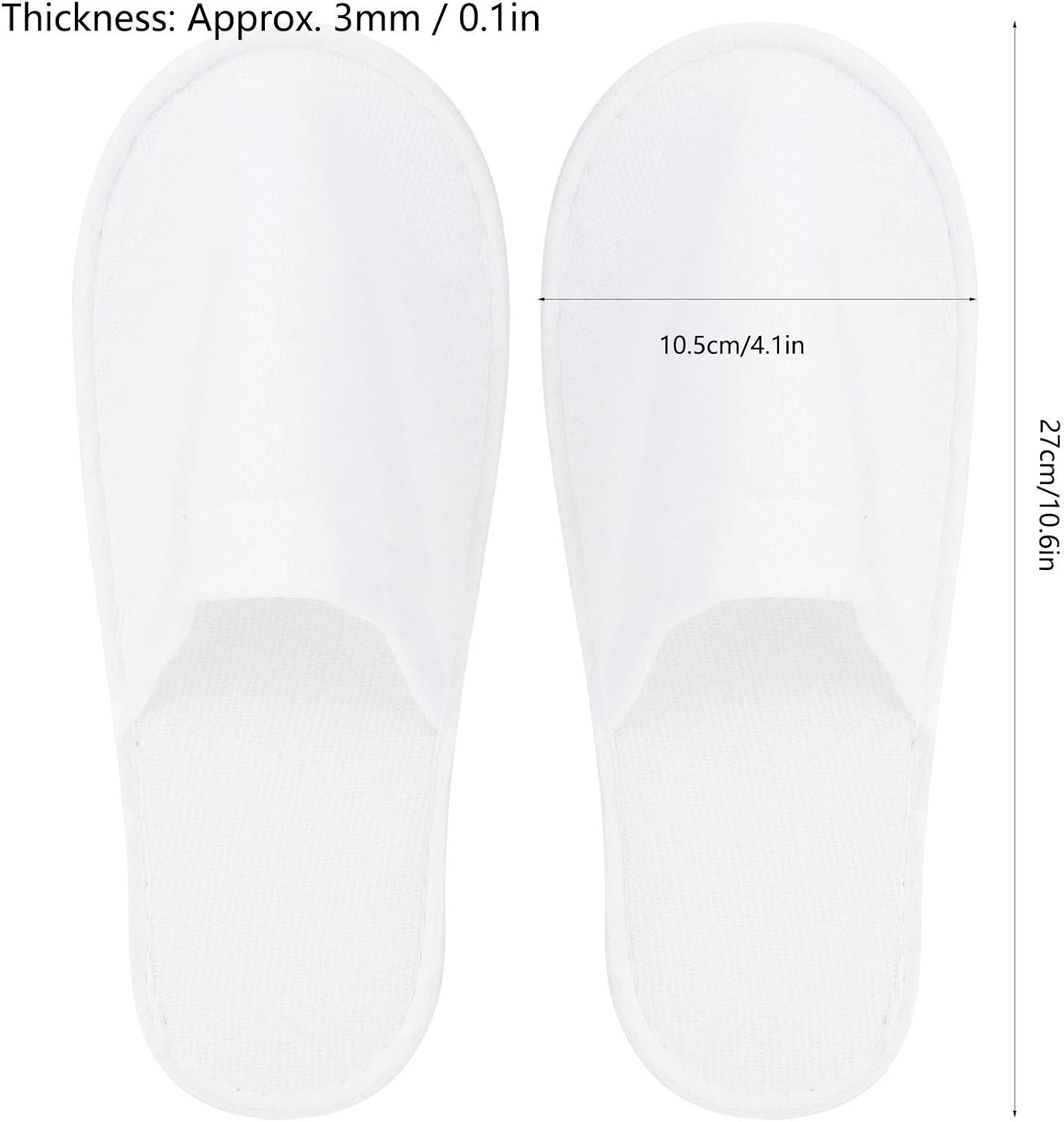 50Pair Disposable Indoor Unisex Hotel Slippers - Comfortable Individually Wrapped Cotton Velvet Closed Toe for Party, Guest, Commercial Use, Home Spa (3MM Plush) image number 6