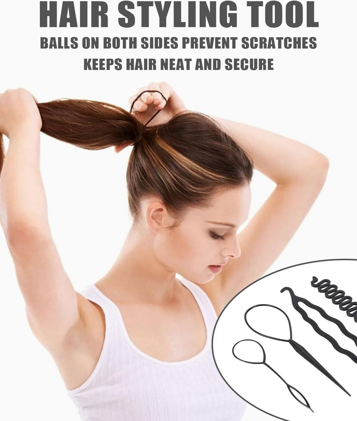 KGDUYC Pack of 6 Hair Braid Twister, Hair Braiding Tool, French Twister, Quick Spiral Braiding DIY Hair Style Aid for Women, Girls (Black) image number 4