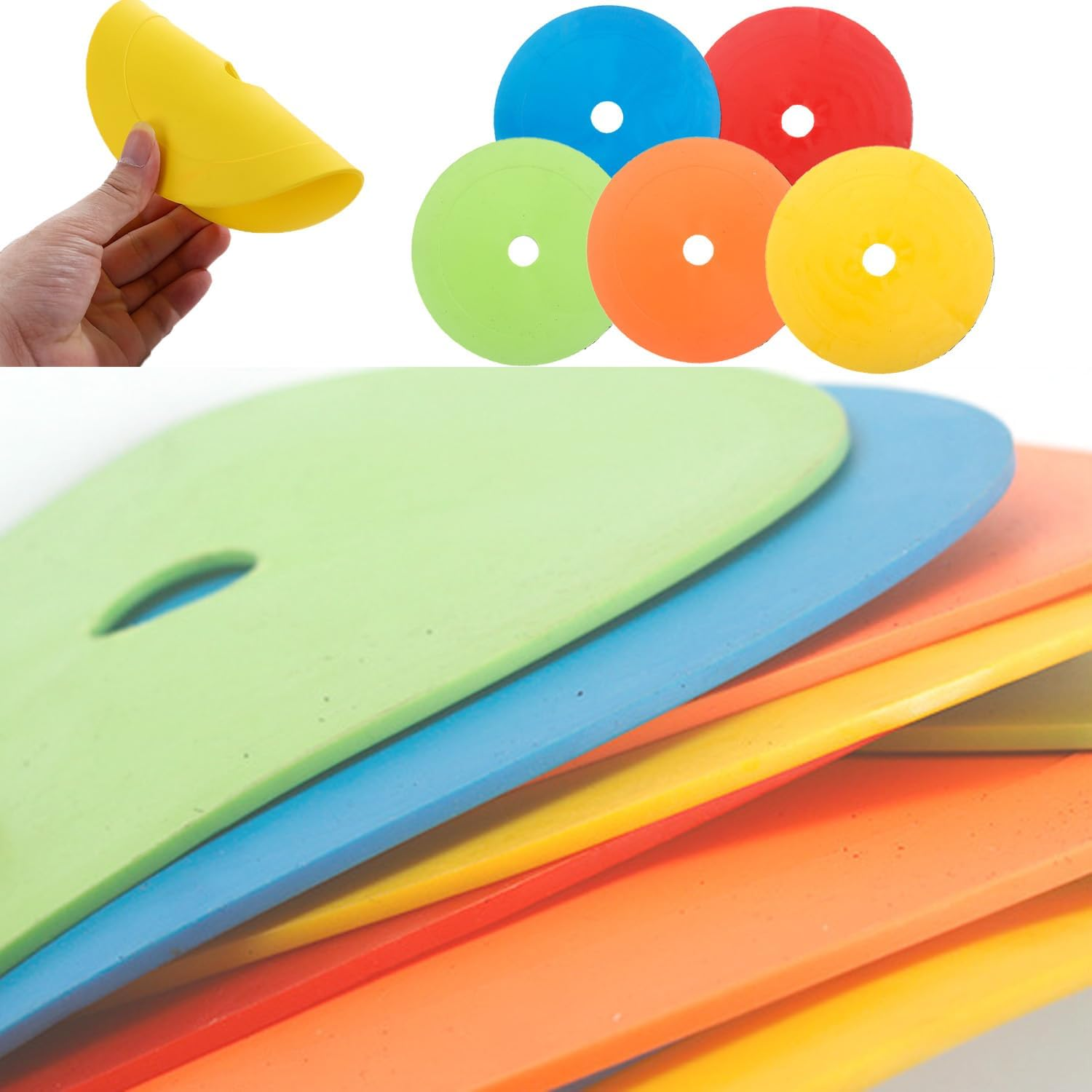 10PCS Flat Cones Spot Markers, Spot Floor Point Markers,Suitable for Agility Training,Football,Basketball,And Sports Training, anti Slip Training Markers image number 5