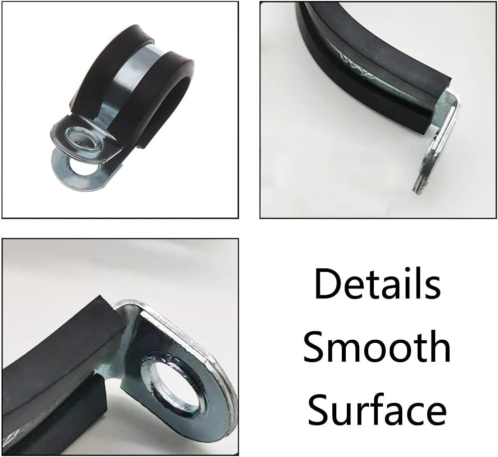 25Pcs 6Mm Rubber Cushioned Cable Clamps 304 Stainless Steel Hose Clips Pipe Holder Fastener for Securing Wire Cord, Tube