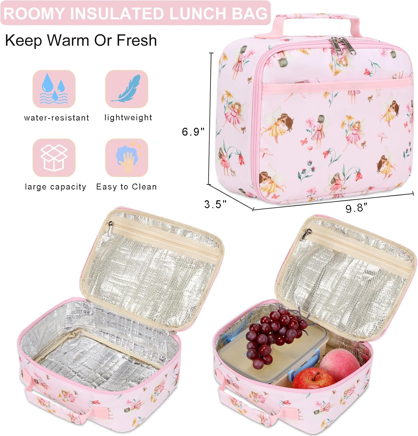 DSIUE School Backpacks for Girls and Boys Kids Backpack with Lunch Box Elementary Back Pack Bookbag - A-Purple image number 3