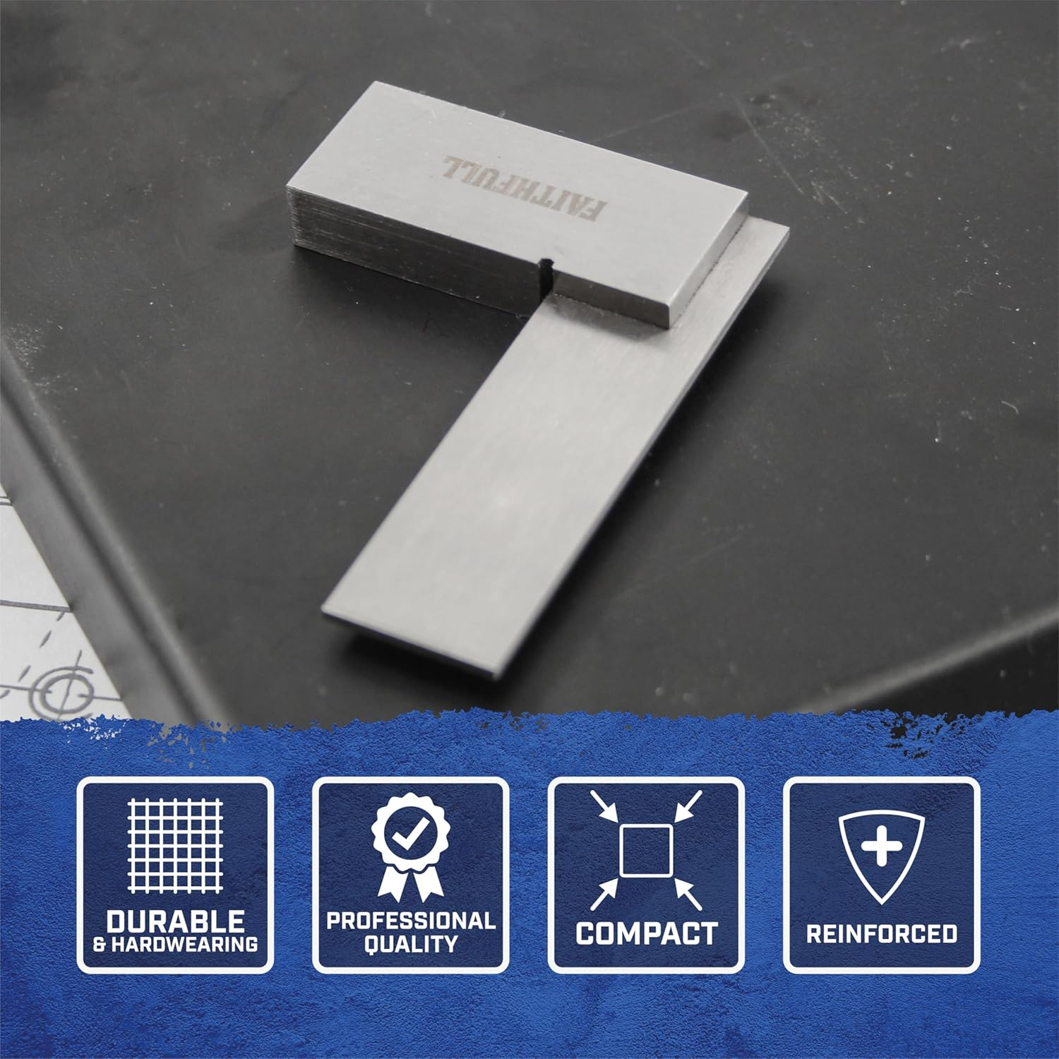 Faithfull Engineers Steel Try Square 50Mm (2In) &ndash; Precision Ground, Hardened Steel Blade, Accurate Marking, Measuring & Layout Tool for Metalworking & Woodworking image number 2