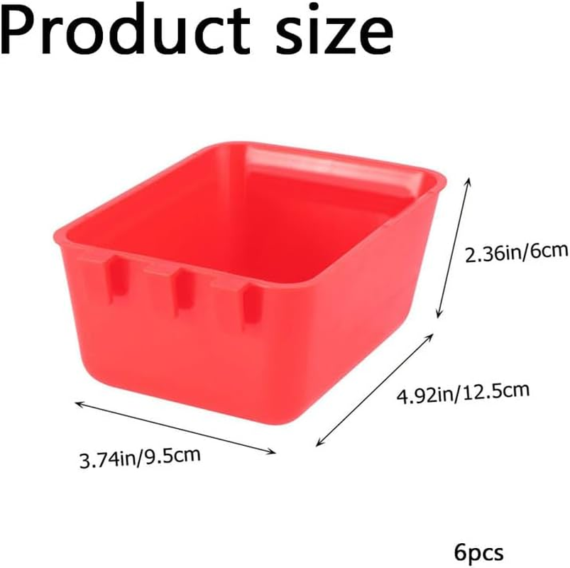 WADY 6 Pcs Cage Cups,16 Oz Hanging Chicken Feeder & Waterer for Birds, Bunny, Parrot, Rooster, Parakeet, Gamefowl, Poultry & Pigeon - Durable Wire Hutch Accessories (Red) image number 1