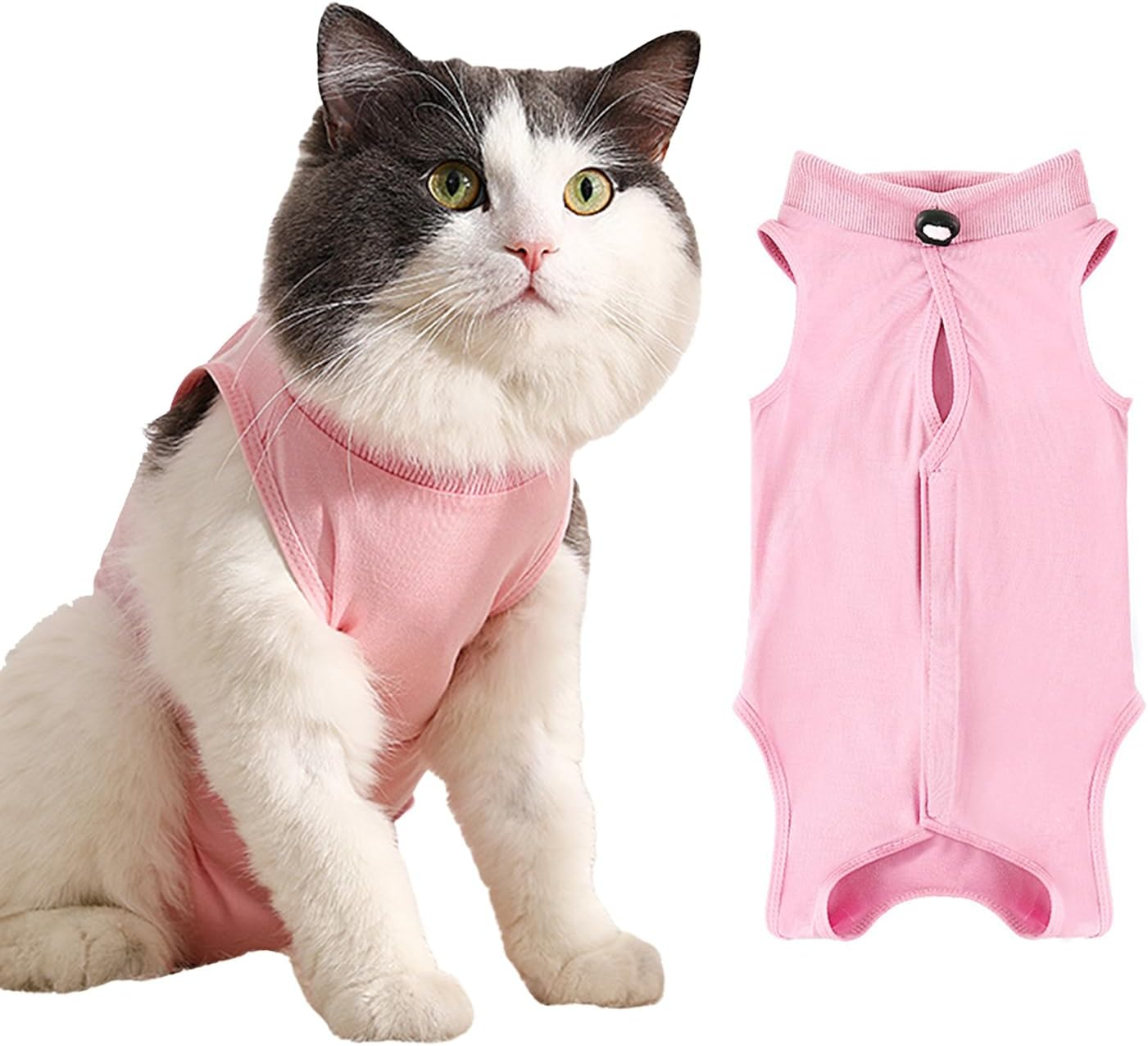 1 PCS Cat Recovery Suit Post Surgery, Kitten Recovery Suits after Spay, Pet Surgical Spay Shirt, anti Licking Pajama Suit after Spay, for Abdominal Wounds or Skin Diseases-Pink (L) image number 1