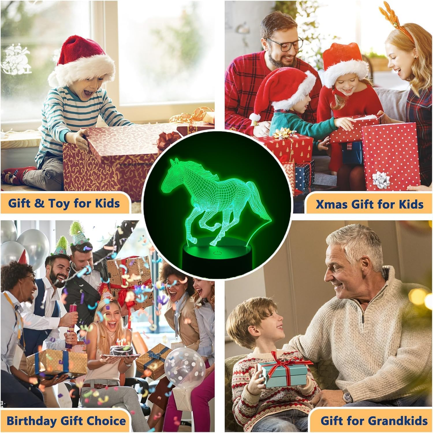 BIRBANN Horse Lamp, 3D Night Lamp Children with Colour Changing, Intelligent Touch Horse Decorative Lamp with 7 Colours, a Gift for Girls and Boys image number 6