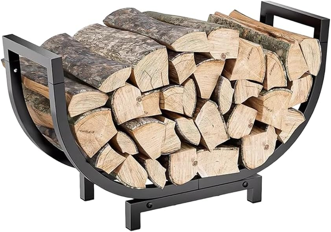 1 Pcs Premium Outdoor and Indoor Firewood Rack - 24.2In Rustproof Log Holder, Fireplace Storage Organizer, Stable Firewood Storage for Fireplace, Wood Holder, Firewood Organizer image number 4