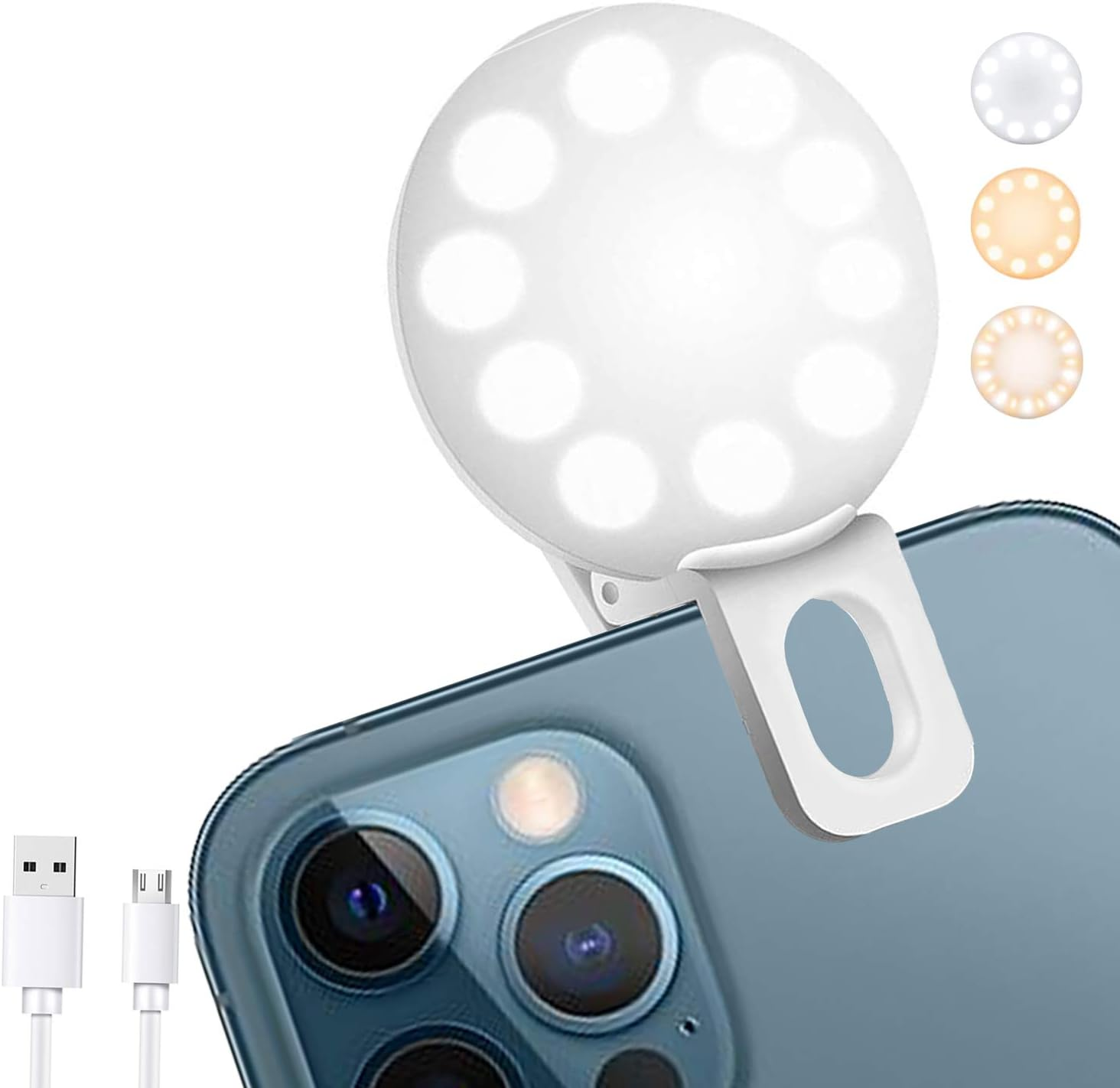 Mini Ring Light, Sansent Small Clip on Ring Light,Portable LED Light for Phone, 3-Level Adjustable Brightness Selfie Light (0.4 Inch) image number 3