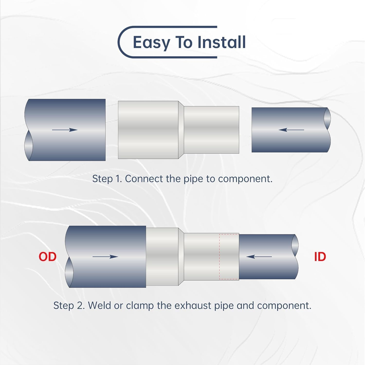 ID 1.89 Inch to Ld 2.36 Inch Universal Exhaust Pipe to Component Pipe Adapter Reducer 1.89'' ID to 2.36'' ID Polished Stainless Steel 4 Inch Overall Length image number 5