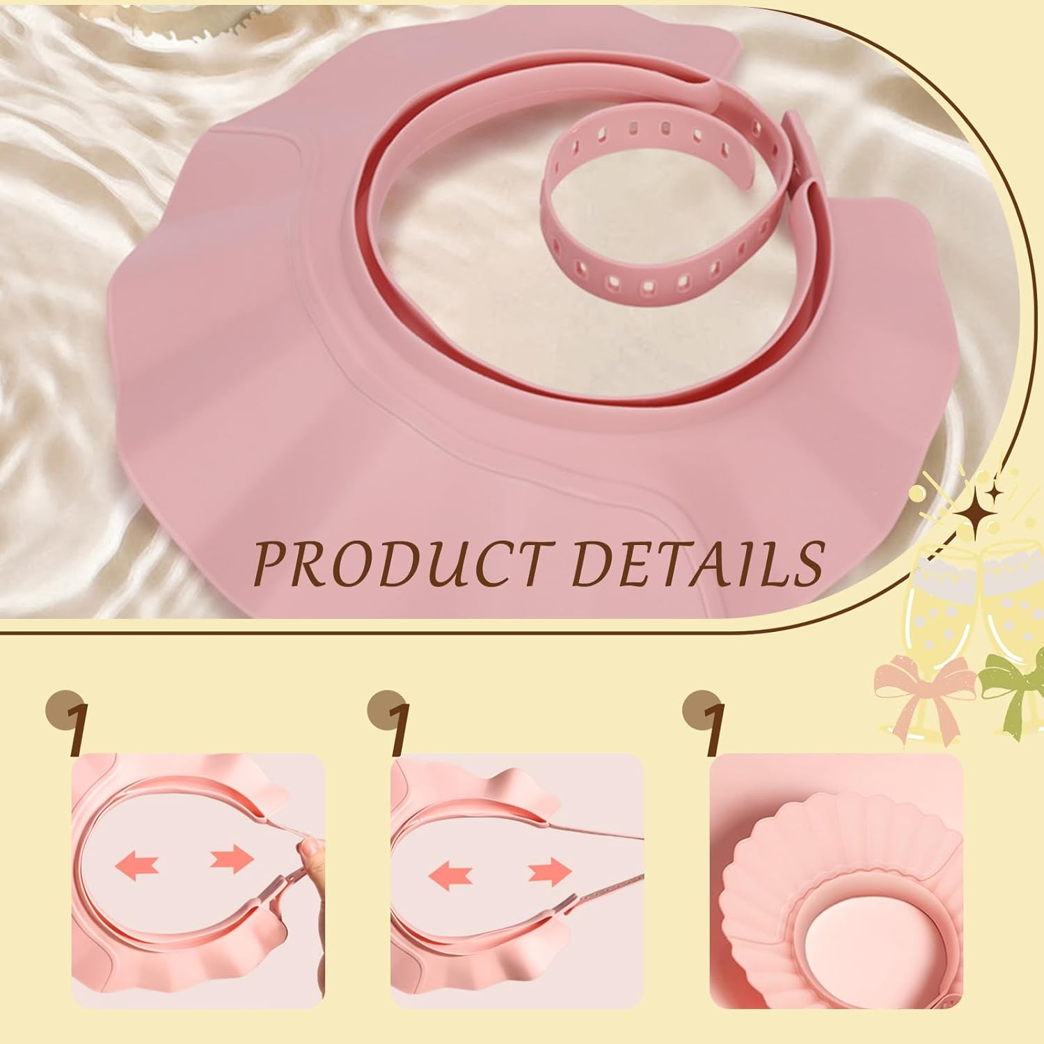 JZS Baby Shower Cap Hat Soft Adjustable Bath Head Cap Visor for Washing Hair Safe Shampoo Shower Bathing Protection Head Eye Ear,Shampoo Caps for Toddler image number 2