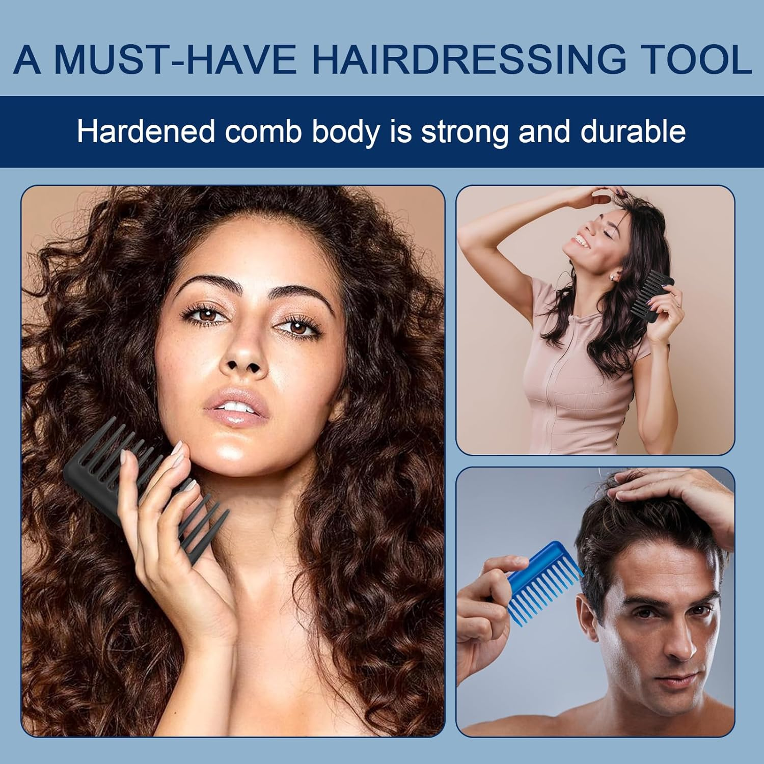 ZWWOGE Pack of 4 Portable Styling Comb, Handle Comb, Antistatic Strand Comb, Shatterproof Travel Comb, Small Wide Tooth Comb, Detangling Hair Comb for Long, Short, Curly, Wet Hair image number 3