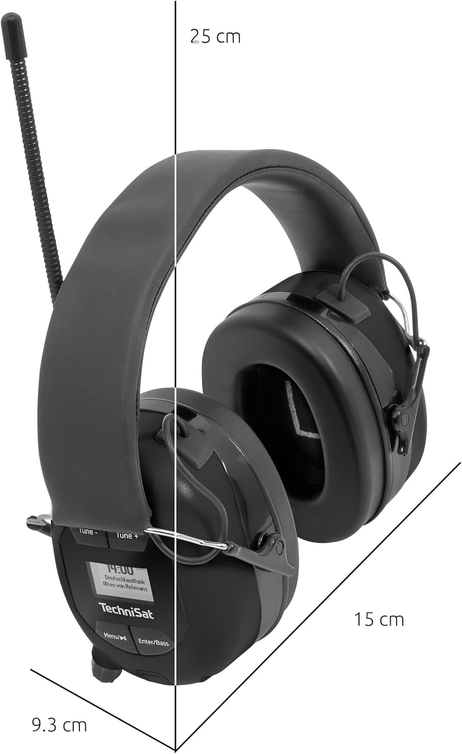 Technisat STEREOMAN DAB+ OD Wireless Stereo DAB+/FM Bluetooth Headphones (DAB+/FM Radio Reception, Short Antenna, Integrated Microphone, Ear Protectors, for Outdoor Use), Black image number 2