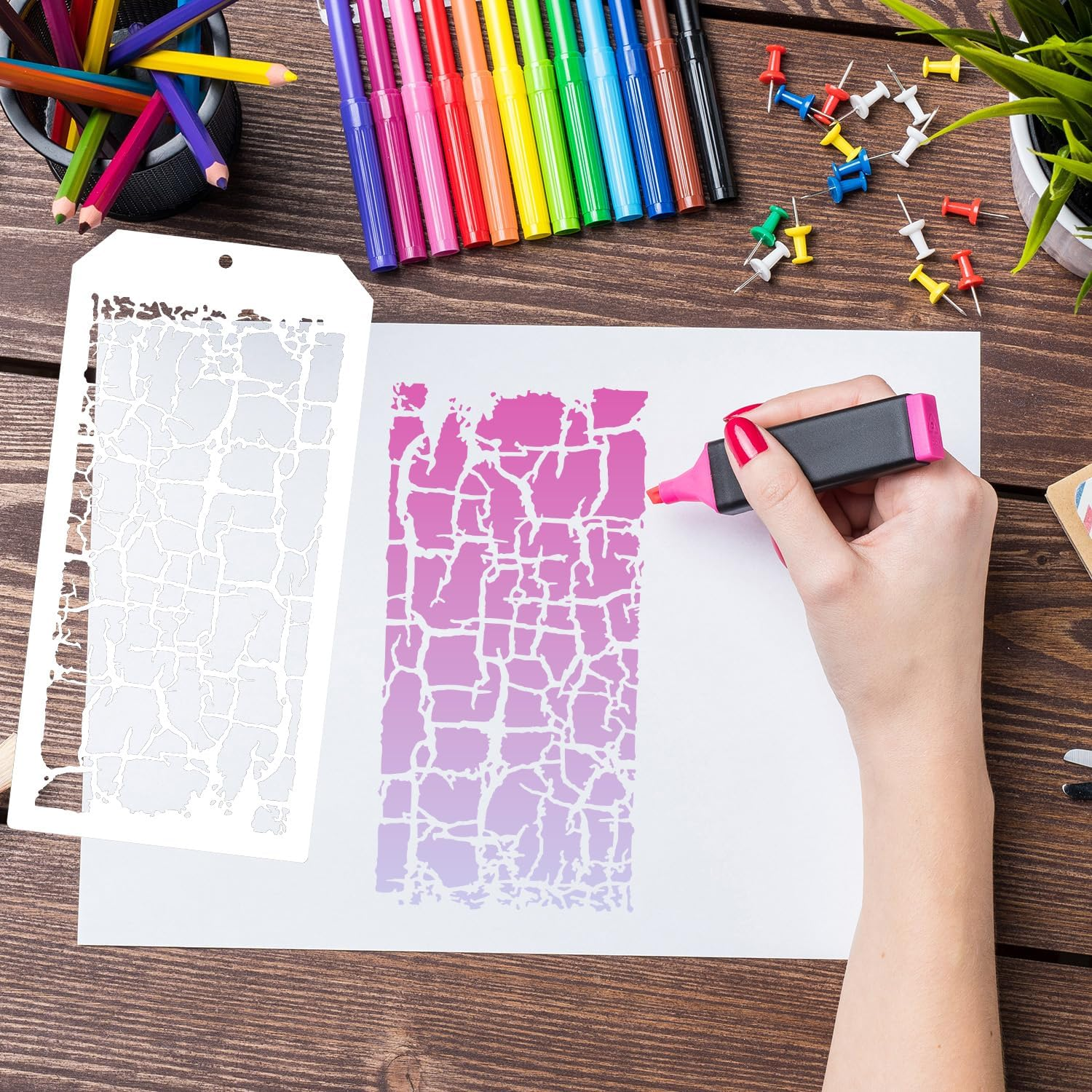 Stencils for Crafts Reusable Texture Stencils Mixed Media Stencil Layering Drawing Templates for Painting on Wood Crafts Furniture Paper image number 2