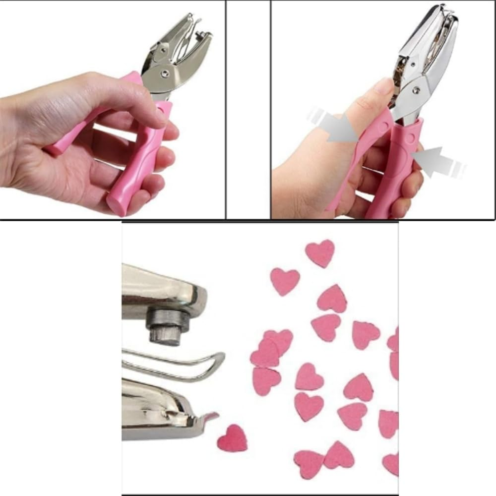 Fabselection 1PCS Hole Punch,Small Mini Tiny Shaped Love Metal Single Handheld Hole,Paper Punch Punchers with Soft-Handled,For DIY Craft Paper Tags Clothing Ticket Scrapbook Tool (Love Shaped) image number 4