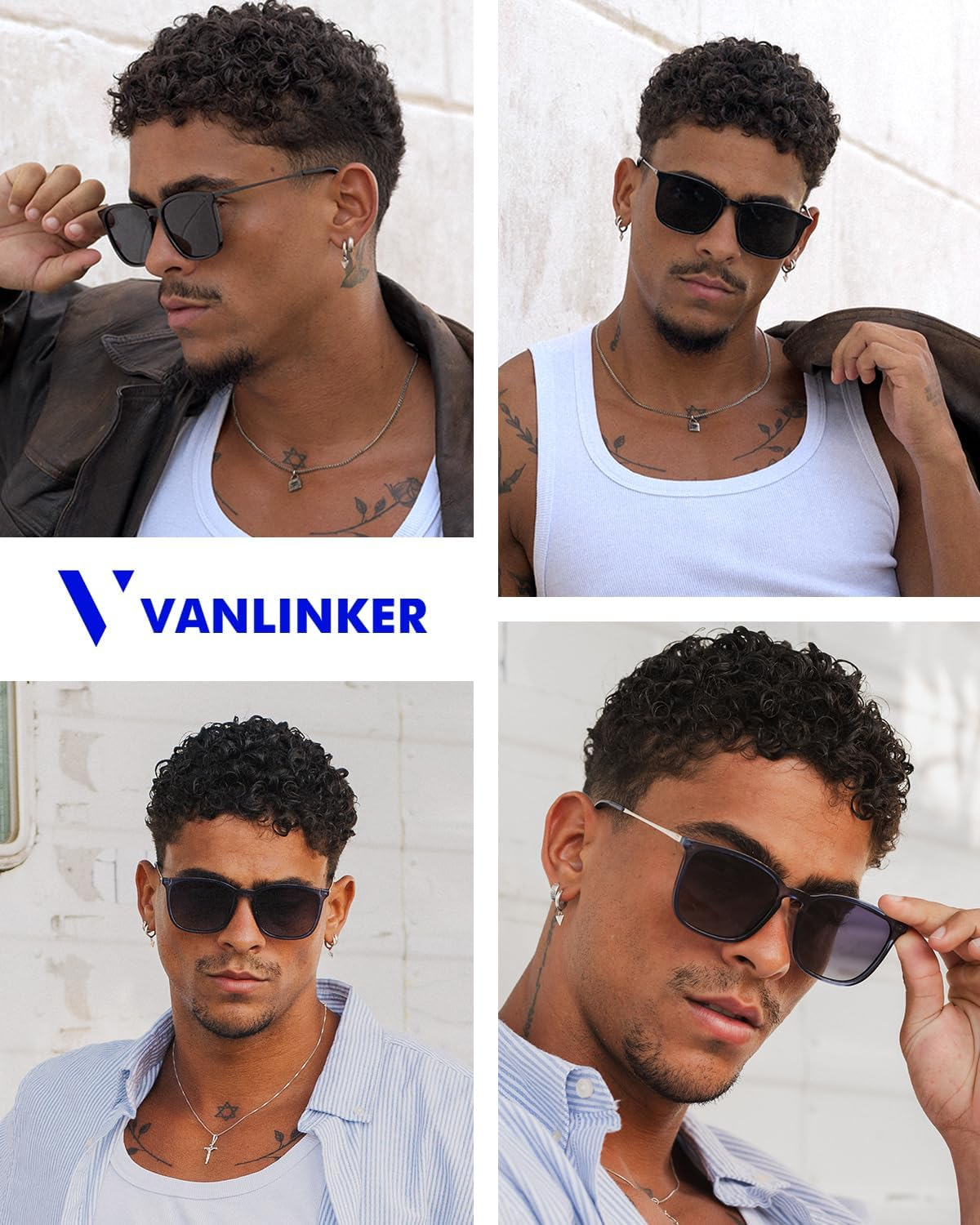 VANLINKER Vintage Square Polarized Sunglasses Men Women Classic Trendy Rectangle Metal Frame Sun Glasses VL9771 - C1-Polarized Grey Lens/Matt Black Frame image number 6