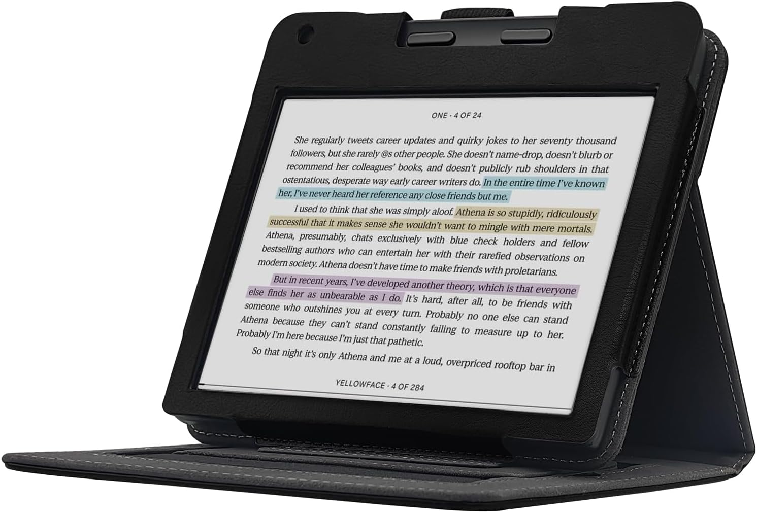 GOVTVA Double Stand Case for 7'' Kobo Libra Colour/Libra 2 Cover with Auto Sleep&Wake/Double Hand Strap/Magnetic Closure Fits Kobo Libra E-Reader (Gentleman Black) image number 4