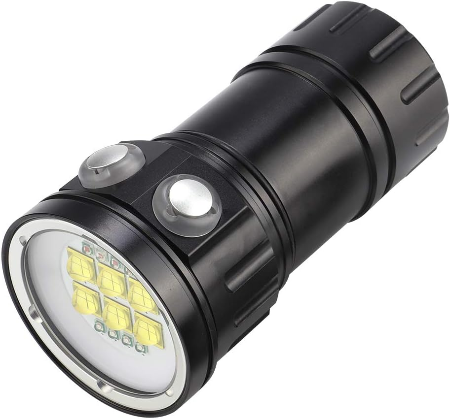 Diving Flashlight, 28800 IPX8 Dive Lights, 80M Underwater Waterproof Diving Torch Flashlight, LED Submersible Lights for under Water Sports, Fill Light Dive Photography image number 6