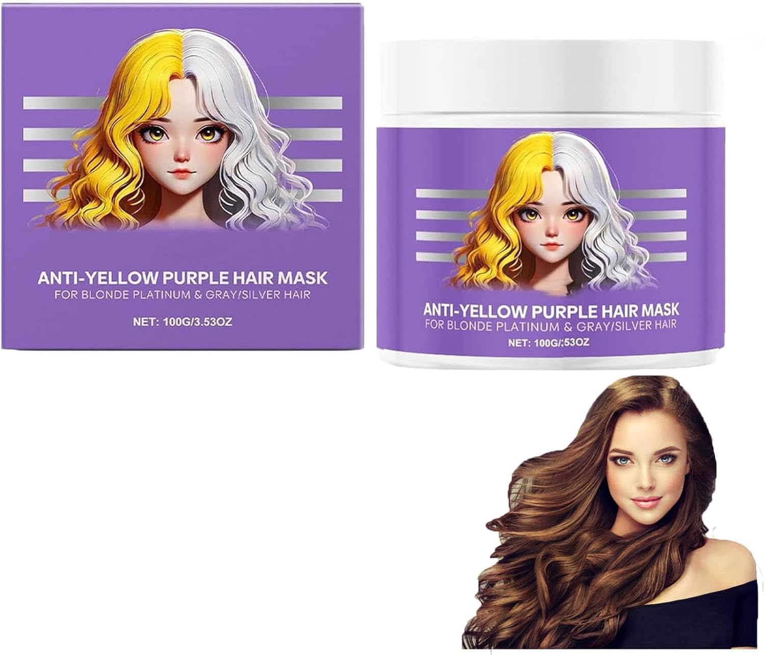 Anti-Yellowing Purple Hair Mask,Anti Yellow Purplehair Mask,Purple Hair Masks for Blonde Hair,Purplemoisturizing Conditioner,Remove Yellow Tones & Condition Dry,Rich Roots for All Hair Types (3Pcs)